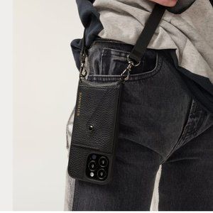 Hailey Side Slot Leather Crossbody Bandolier for iPhone 12 / 12 Pro